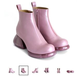 John Fluevog F-TRIP ETTA LEATHER ANKLE BOOTS Size 7 Pink